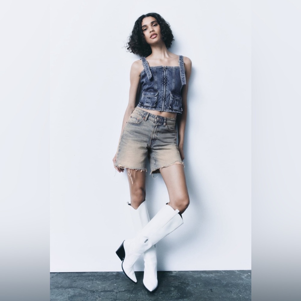 ZARA TRF Loose Fit Denim Shorts